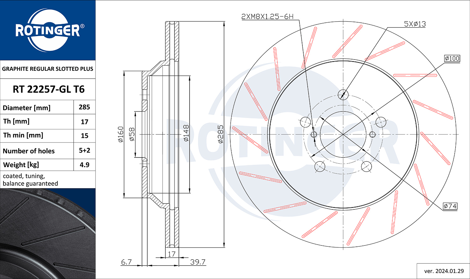 ROTINGER Féktárcsa, mind RT22257-GLT6_ROT